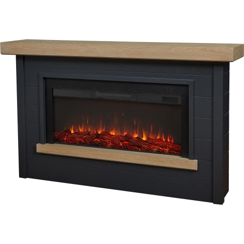 Bernice 67" Landscape Electric Fireplace in Charcoal & Wood
