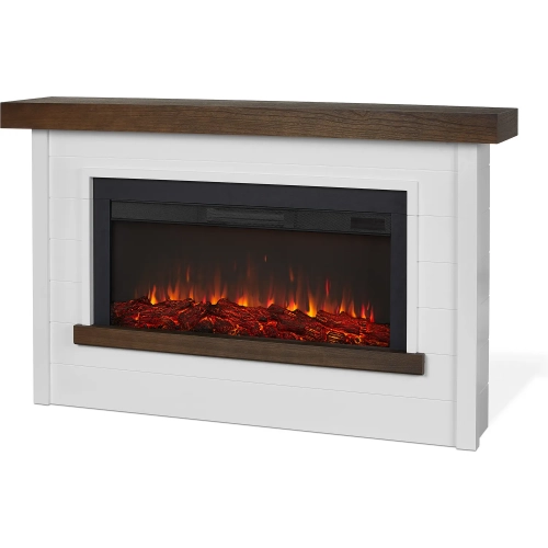 Bernice 67" Landscape Electric Fireplace in White & Wood