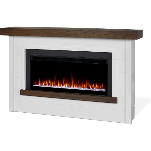 Bernice 67" Smart Landscape Electric Fireplace in White & Wood