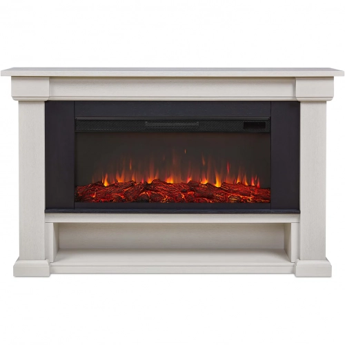 Bristow Landscape Electric Fireplace in Bone White Wood
