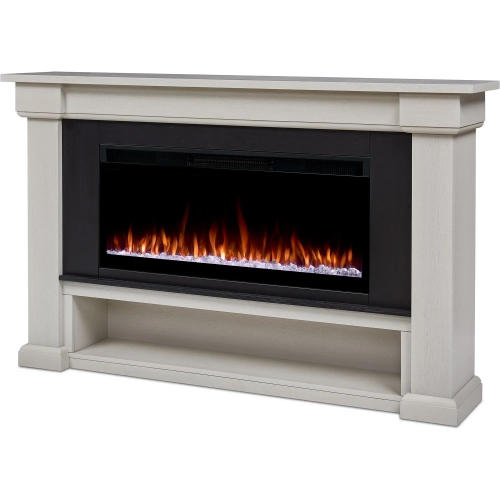 Bristow 66" Smart Landscape Electric Fireplace in Bone White Wood
