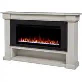 Bristow 66" Smart Landscape Electric Fireplace in Bone White Wood