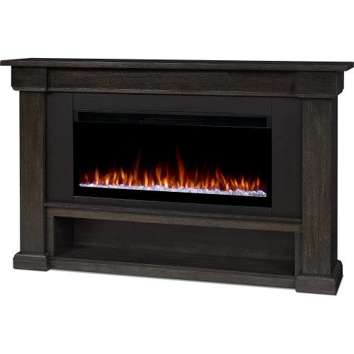 Bristow 66" Smart Landscape Electric Fireplace in Weathered Wood