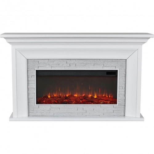 Sonia Landscape Electric Fireplace in White & Faux Brick