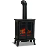 Foster Stove Electric Fireplace in Black Metal & Glass