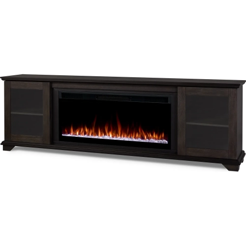Benjamin 81" Smart Landscape Electric Fireplace TV Stand in Weathered Wood