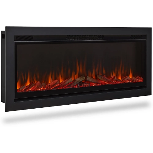 Real Flame 49" Wall Mounted Recessed Electric Fireplace Insert in Black