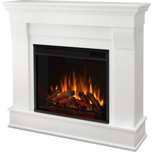 Chateau Electric Fireplace in White Finish Wood