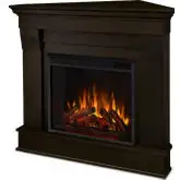Chateau Corner Electric Fireplace in Dark Walnut Finish Wood