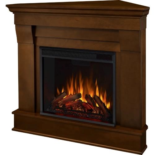 Chateau Corner Electric Fireplace in Espresso Finish Wood