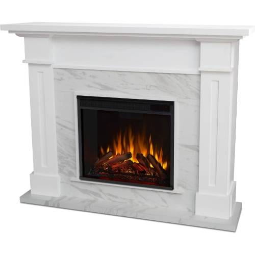 Kipling Electric Fireplace in White w/ Faux Marble
