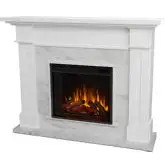 Kipling Electric Fireplace in White w/ Faux Marble