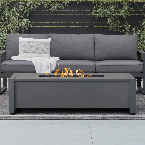 Keenan Outdoor 52" Rectangle Propane Fire Table in Gray