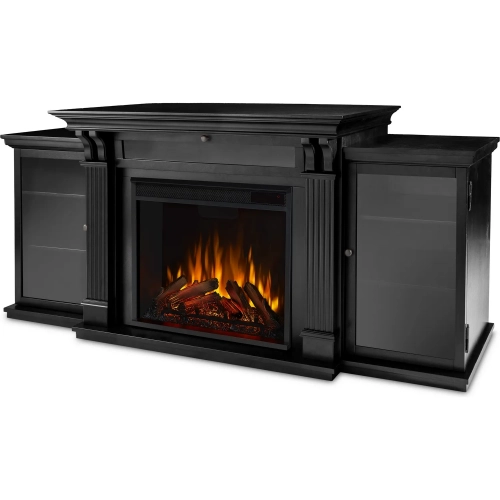 Calie 67" TV Stand with Electric Fireplace in Black Finish Wood