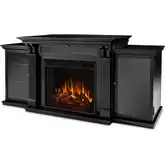 Calie 67" TV Stand with Electric Fireplace in Black Finish Wood