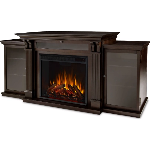 Calie 67" TV Stand w/ Electric Fireplace in Dark Walnut Finish Wood