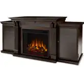 Calie 67" TV Stand w/ Electric Fireplace in Dark Walnut Finish Wood
