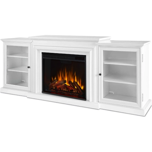 Frederick Media Center Electric Fireplace in White Finish Wood