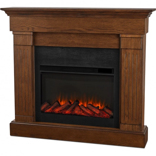Crawford Slim Line Electric Fireplace in Chestnut Oak Finish Wood
