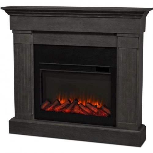 Crawford Slim Line Electric Fireplace in Gray Finish Wood