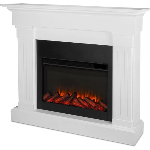 Crawford Slim Line Electric Fireplace in White Finish Wood