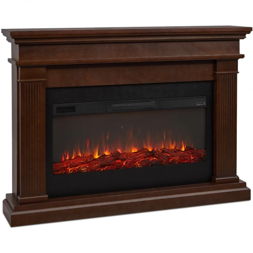 Beau Landscape Electric Fireplace in Dark Walnut Finish Wood