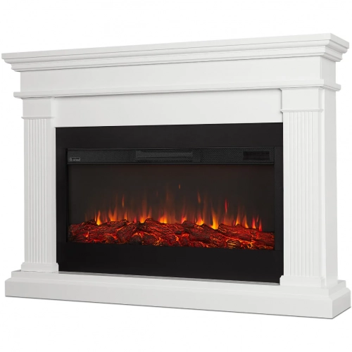 Beau Landscape Electric Fireplace in White Finish Wood