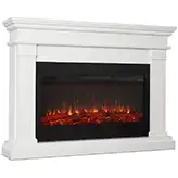 Beau Landscape Electric Fireplace in White Finish Wood