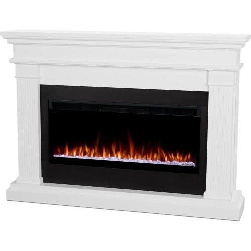 Beau 59" Smart Landscape Electric Fireplace in White Wood
