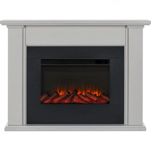 Tejon Slim Electric Fireplace in Bone White Wood