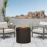 Aegean 24" Round Propane Fire Pit Table with Hidden Tank in Dark Bronze Steel