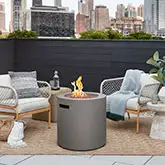 Aegean 24" Round Propane Fire Pit Table w/ Hidden Tank in Mist Gray Steel