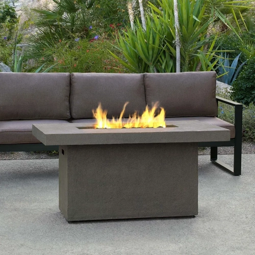 Ventura Rectangle Chat Liquid Propane Fire Table in Glacier Gray