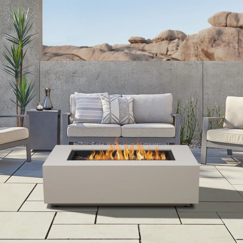 Aegean 50" Propane or Natural Gas Fire Pit Table in Dark Bronze Steel
