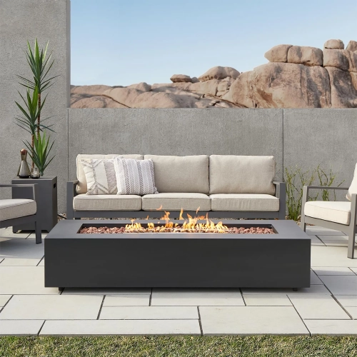 Aegean 70" Propane or Natural Gas Fire Pit Table in Black Steel