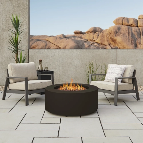 Aegean 36" Round Propane or Natural Gas Fire Pit Table in Dark Bronze Steel