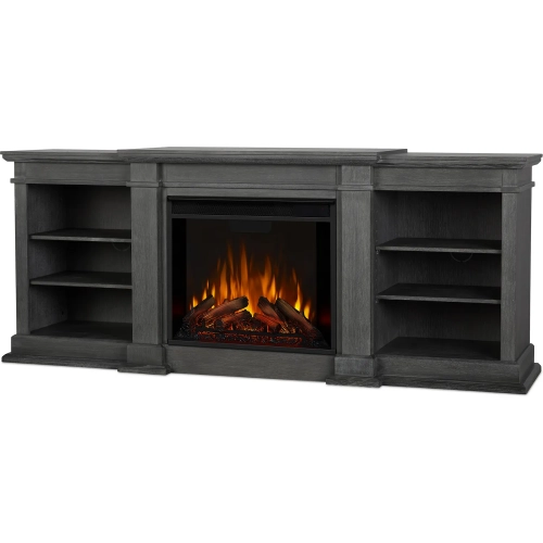 Fresno 72" TV Stand with Electric Fireplace in Antique Gray Wood