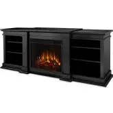 Fresno 72" TV Stand w/ Electric Fireplace in Black Finish Wood