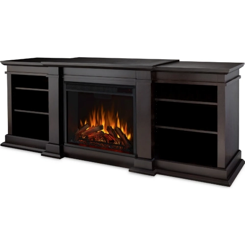 Fresno 72" TV Stand w/ Electric Fireplace in Dark Walnut Finish Wood