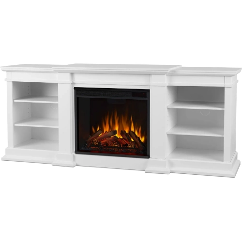 Fresno 72" TV Stand w/ Electric Fireplace in White Finish Wood