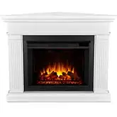 Kennedy Grand Corner Electric Fireplace in White Finish Wood