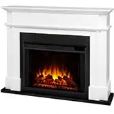 Harlan Grand Indoor Electric Fireplace in White w/ Black Surround