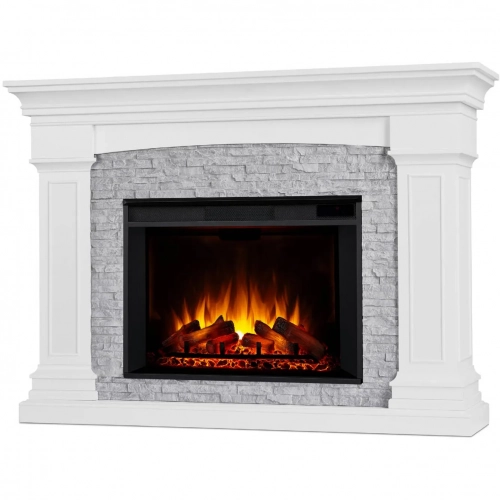 Deland Grand Electric Fireplace in White