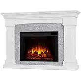 Deland Grand Electric Fireplace in White