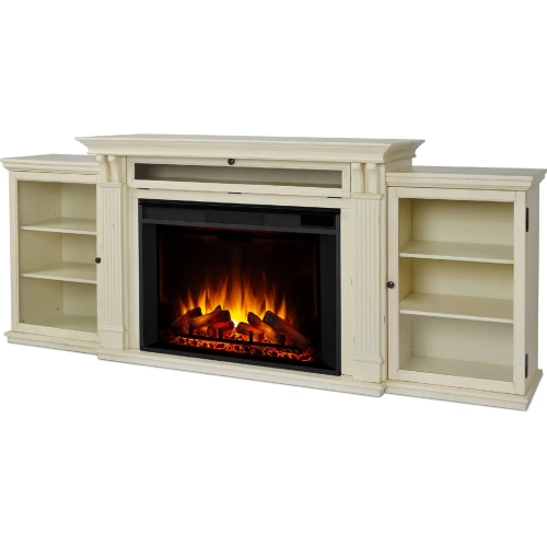 Tracey Grand 83" TV Stand w/ Electric Fireplace in Distressed White