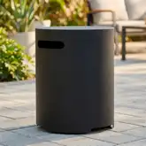 T0028 20"H Round Propane Tank Cover and Side Table in Black Metal