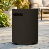T0028 20"H Round Propane Tank Cover and Side Table in Dark Bronze Metal