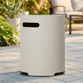 T0028 20"H Round Propane Tank Cover and Side Table in Light Sand Metal