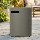 T0028 20"H Round Propane Tank Cover and Side Table in Mist Gray Metal