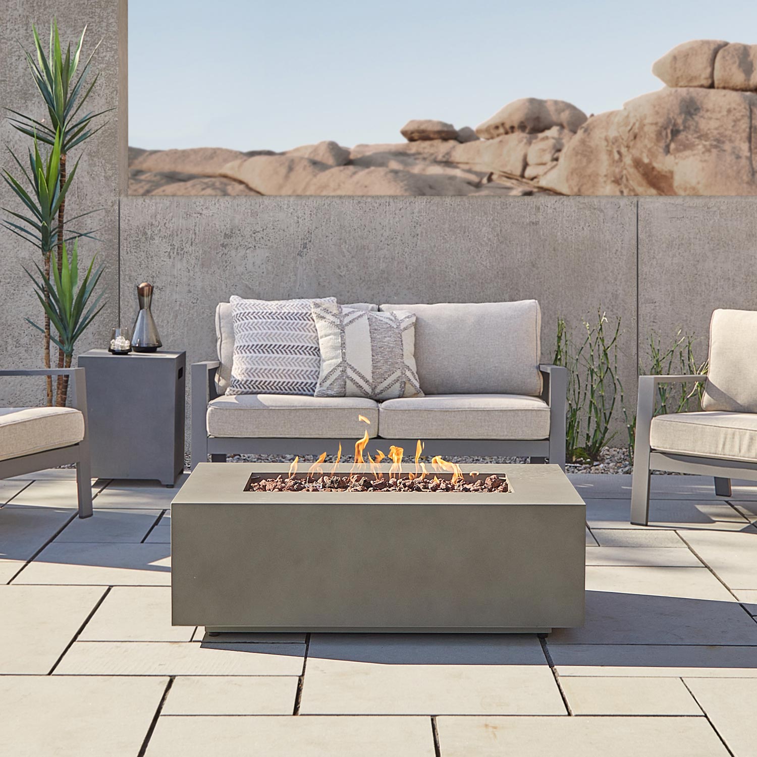 Real Flame C9811LP-MGRY Aegean 41 Propane Gas Fire Table w/ Natural Gas  Kit in Mist Gray